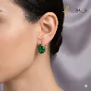 Huggie Gota Esmeralda Oro Laminado 18K Dorado  Circonia Verde 1.2 x 0.7 cm.webp