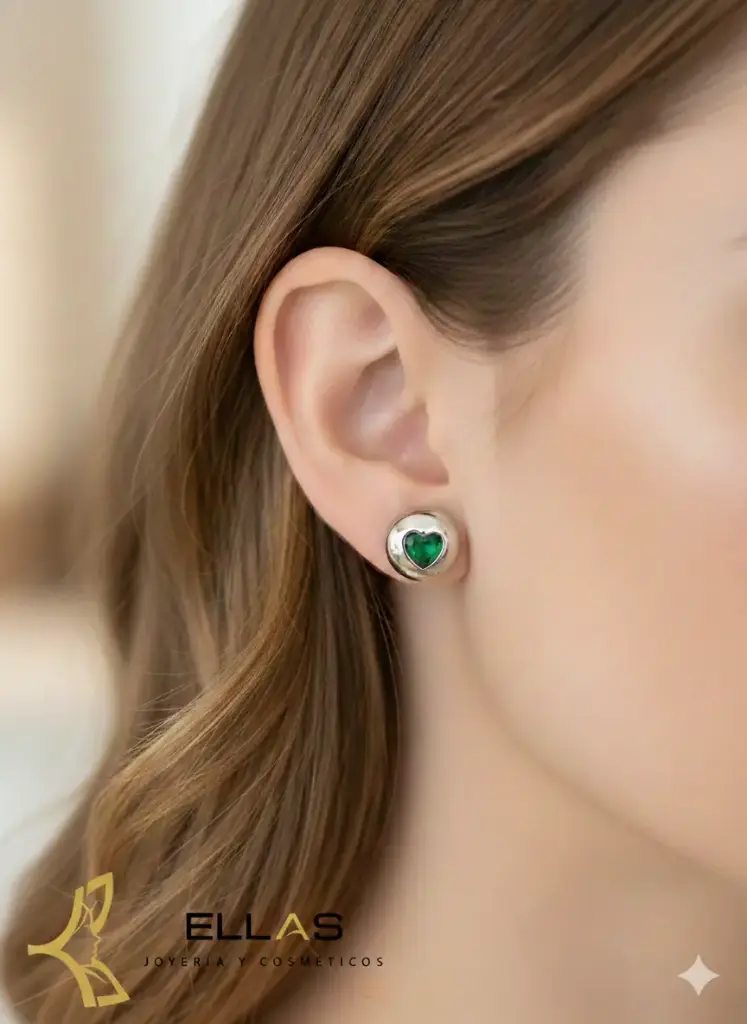 Topo Corazón Zircon verde esmeralda