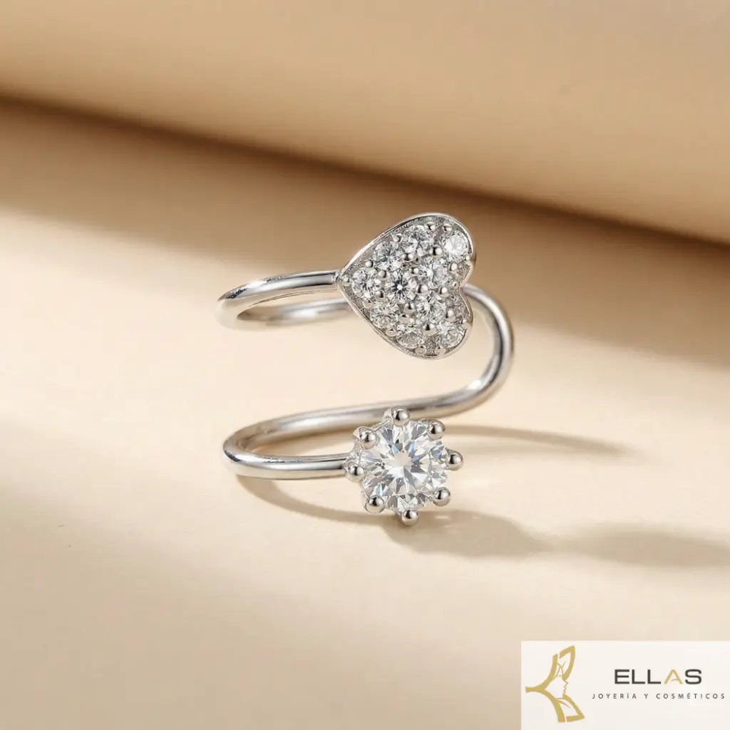 Earcuff Silver Corazon + Zircones