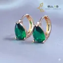 Huggie Gota Esmeralda Oro Laminado 18K Dorado/Circonia Verde