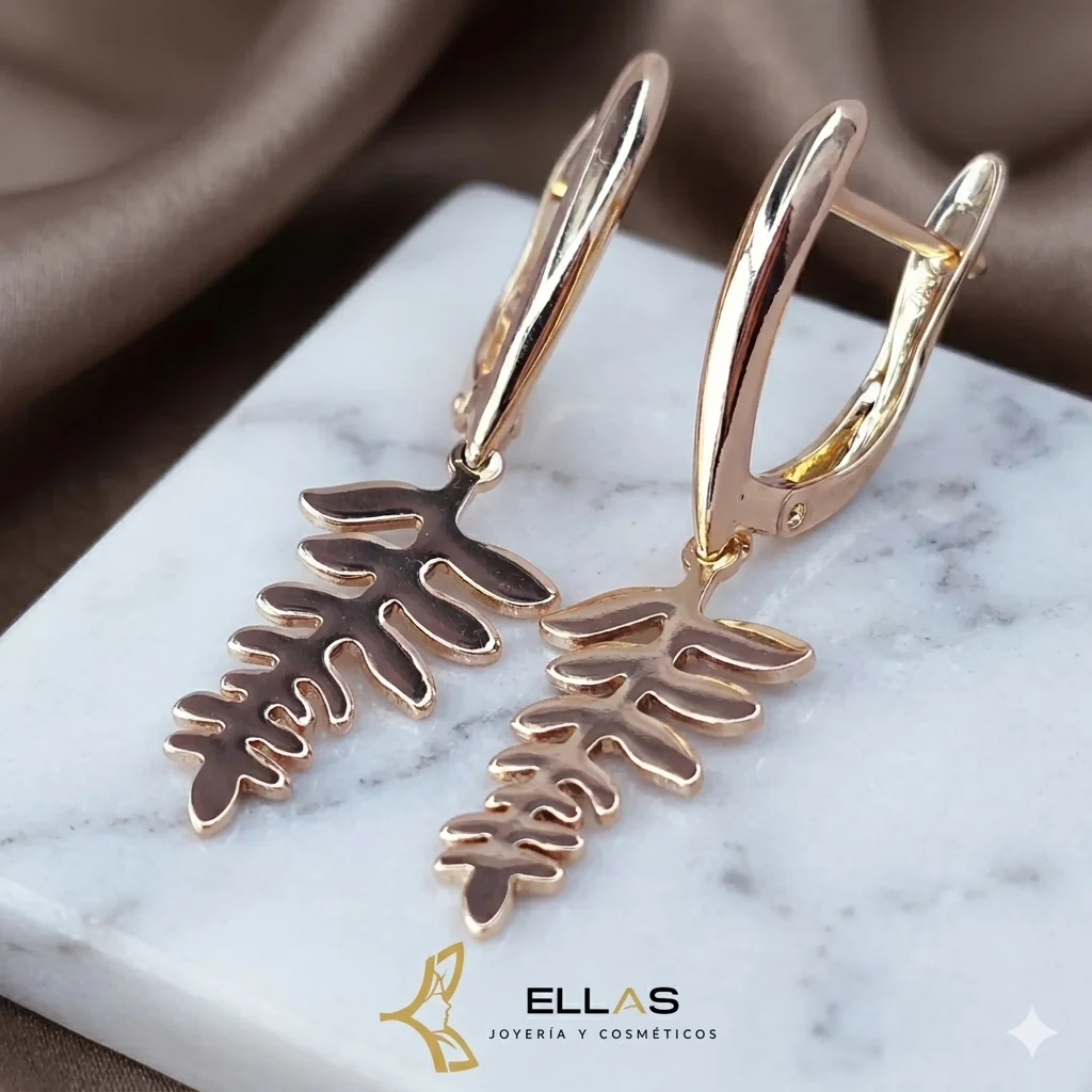 [WEBAHDESLUMBRANTE] Arete Hoja Deslumbrante  de Oro Laminado 18K Dorado