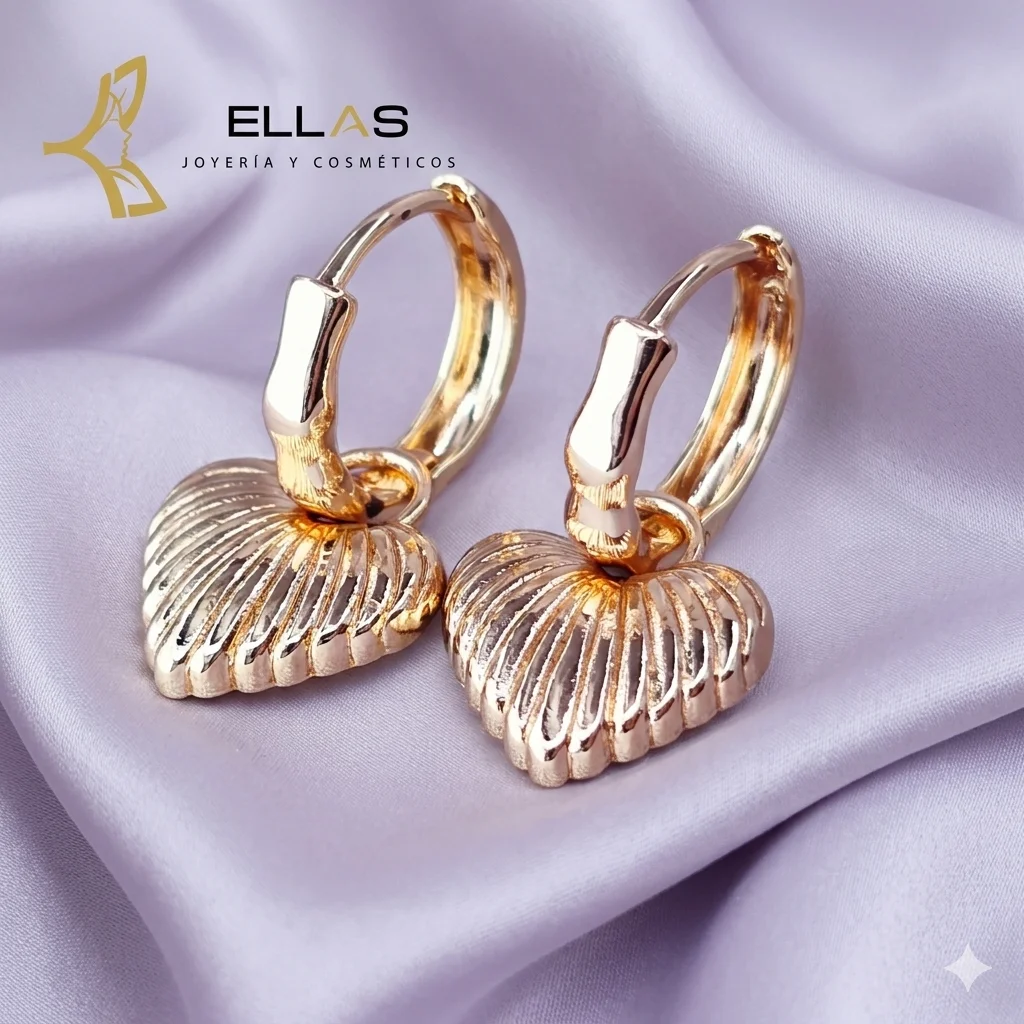 [WEBACCONCHA] Arete Desmontable Corazón de Concha Oro Laminado 18K Dorado