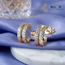 Arete Dos Promesas Oro Laminado 18K Dorado, Circonia Blanca
