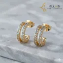 Arete Dos Promesas Oro Laminado 18K Dorado, Circonia Blanca
