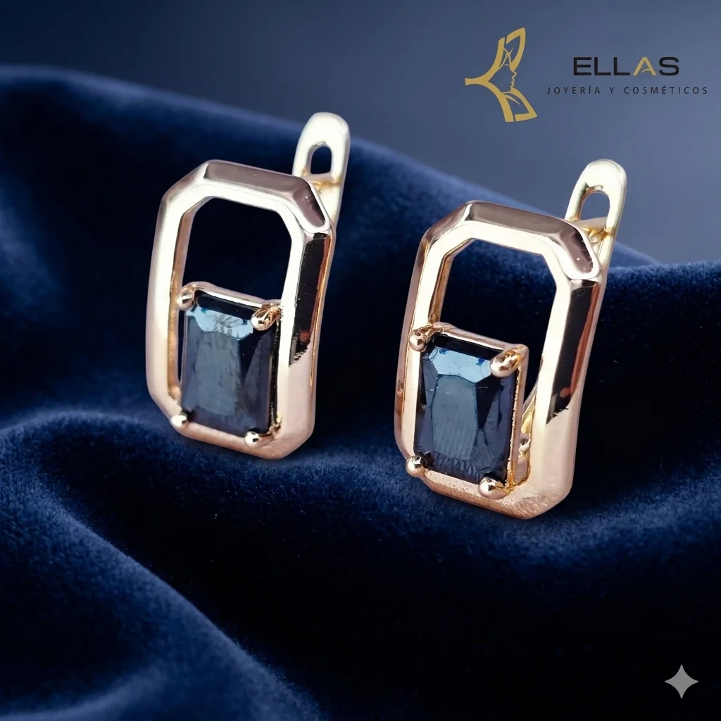 Huggie Realización Negra Oro Laminado 18K Dorado/Circonia Negra