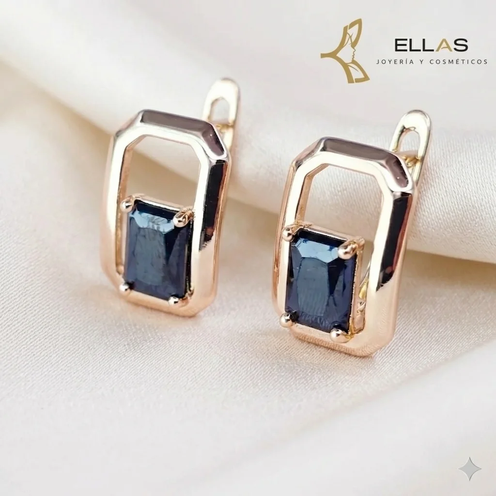 Huggie Realización Negra Oro Laminado 18K Dorado/Circonia Negra