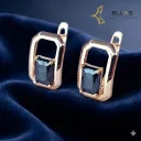 Huggie Realización Negra Oro Laminado 18K Dorado/Circonia Negra