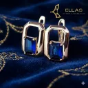 Huggie Realización Azul	Oro Laminado 18K Dorado, Circonia Azul