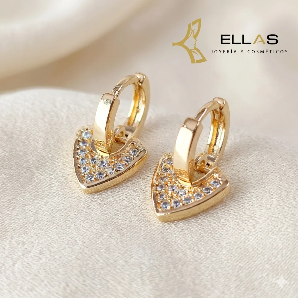 Arete Bella Realidad Oro Laminado 18K Dorado, Circonia Blanca