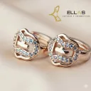 Huggie Escudo y Cruz Oro Laminado 18K Dorado/Circonia Blanca