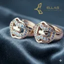 Huggie Escudo y Cruz Oro Laminado 18K Dorado/Circonia Blanca