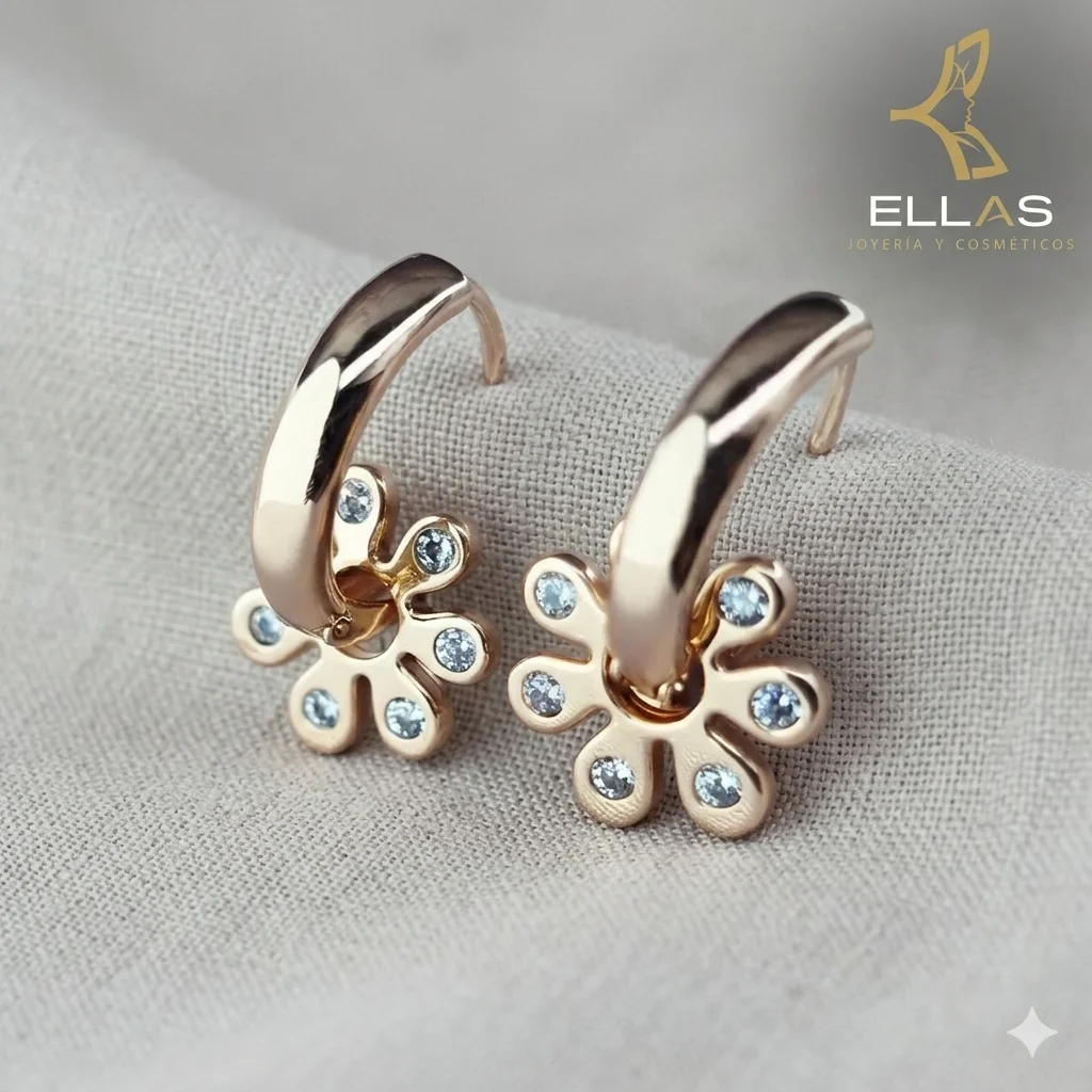 Huggie Desmontable Margarita Oro Laminado 18K Dorado/Circonia Blanca
