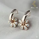 Huggie Desmontable Margarita Oro Laminado 18K Dorado/Circonia Blanca