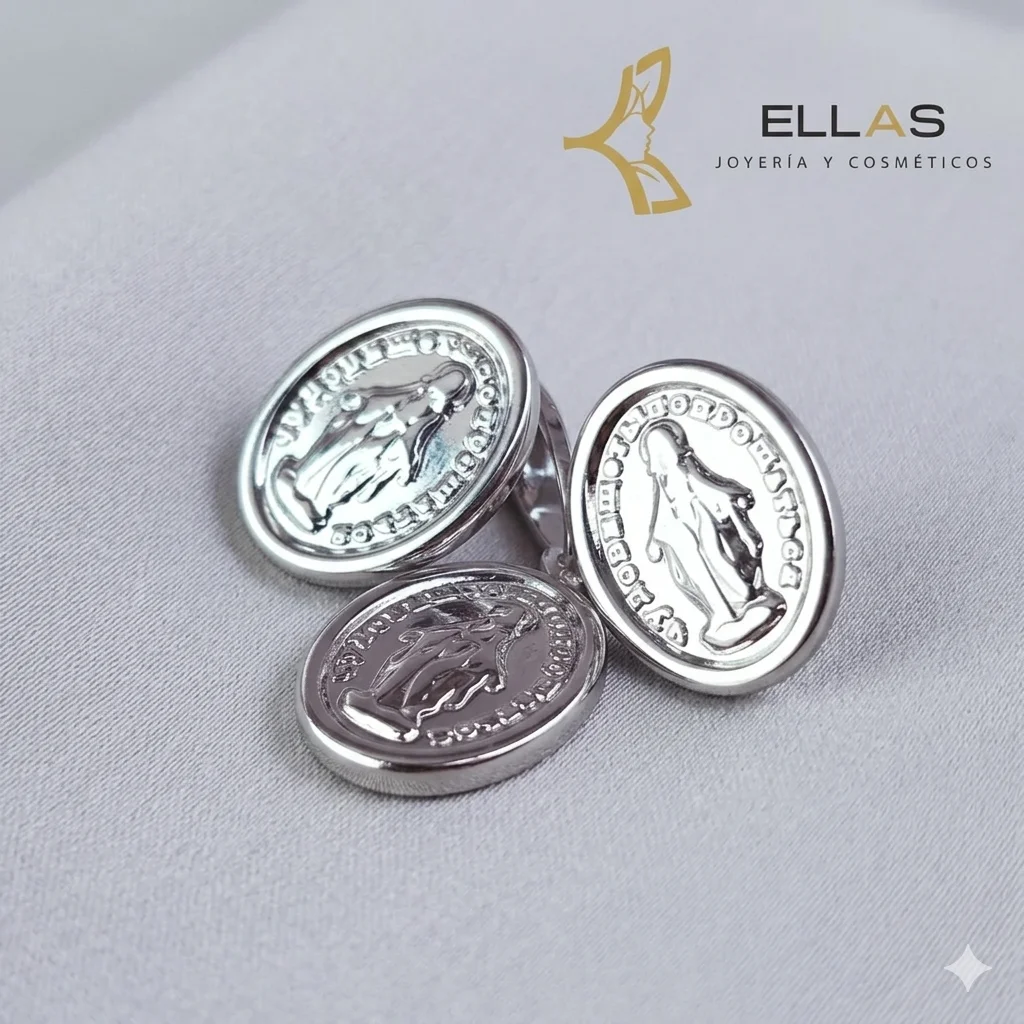 Juego Medallita Oro Laminado 18K Blanco