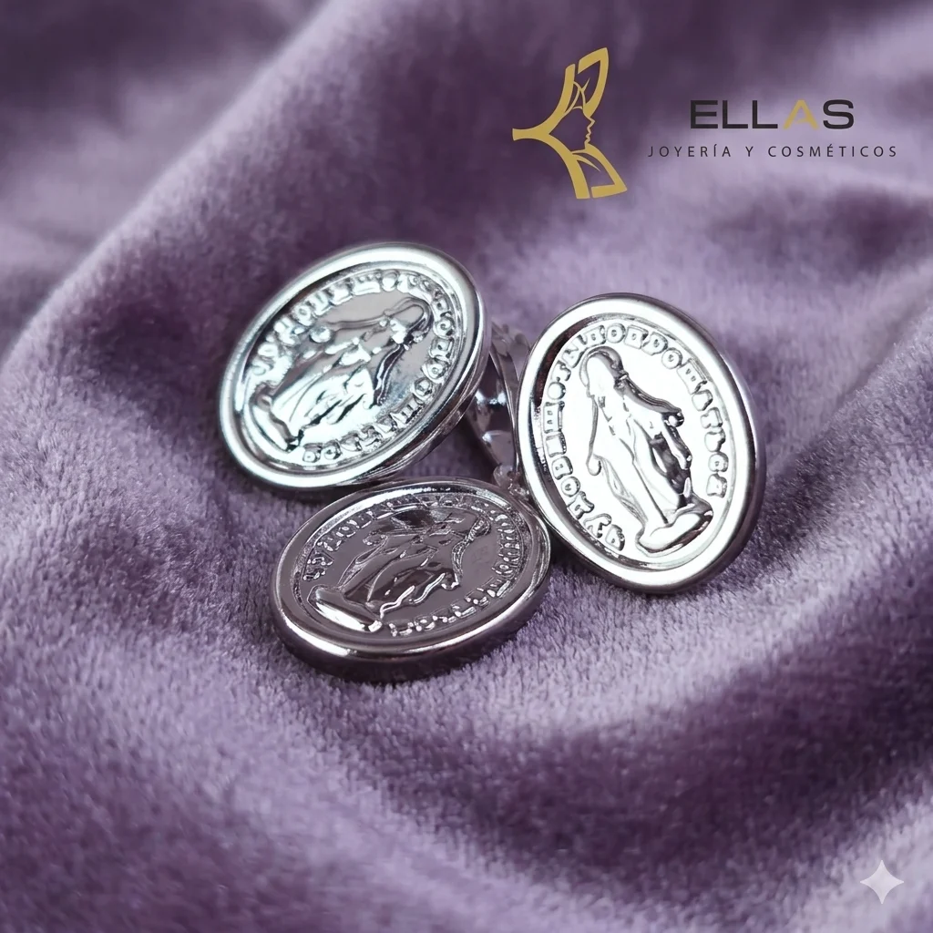 Juego Medallita Oro Laminado 18K Blanco