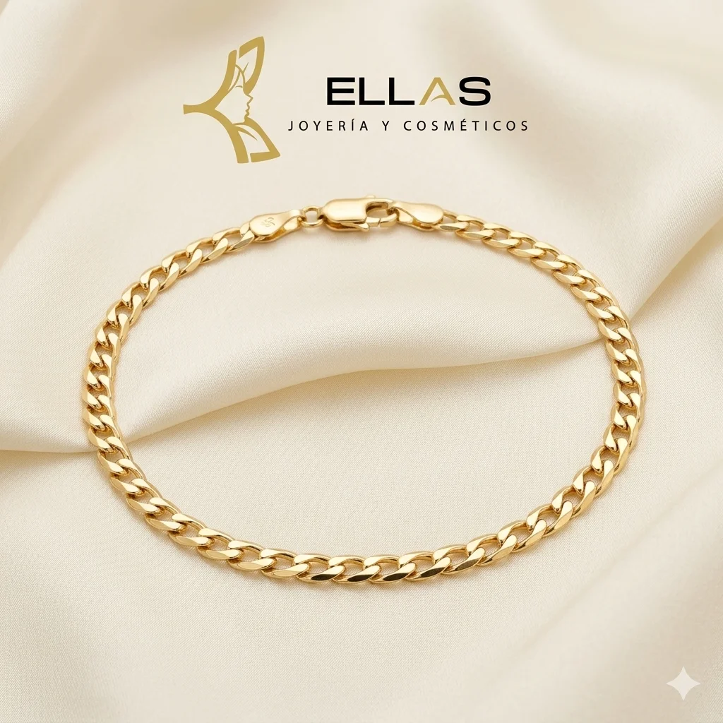 Pulsera Tejido Barbada Abierta Oro Laminado 18K Dorado