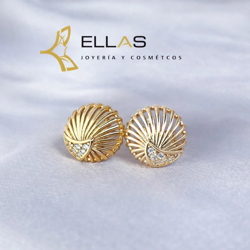 Broquel Pasión de Oro Laminado 18K Dorado / Circonia Blanca