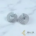 Arete Encuentro de Municiones Oro Laminado 18K Blanco/Circonia Blanca