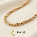 Cadena Tejido Cordón Salomónico o Torzal Oro Laminado 18K Dorado