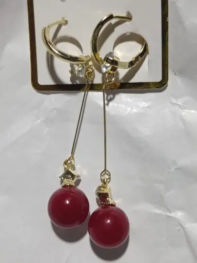 [ALR4] ARETE LARGO ACERO MARIPOSAS PERLAS 